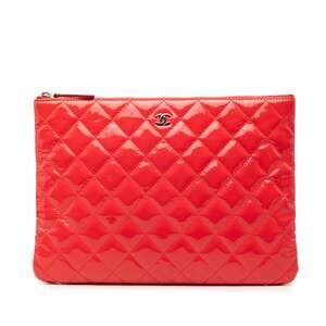 Chanel O Case Clutch Quilted Patent #251254C71B